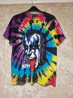 Buy Unisex Ty Dyed Kiss Rock Band T-shirt Size Large • 9.99£