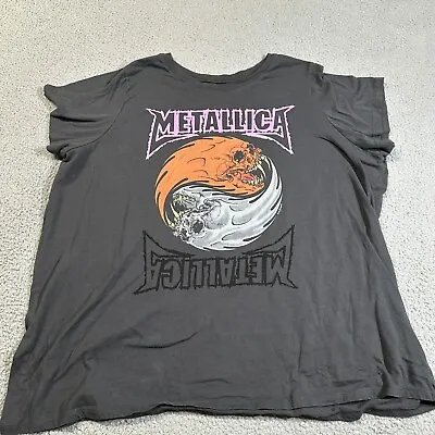 Buy Metallica T-Shirt Yin Yang T-shirt Band Tee Gray Women Size 2XL 26x29 • 16.14£