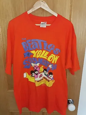 Buy Vintage Beatles Yellow Submarine T Shirt Size XL 1999 Gildan Ultra Cotton Orange • 13.50£