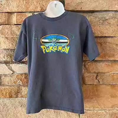 Buy RARE Vintage Nintendo Pokemon 90s Y2K Bulbasaur Navy Blue T Shirt Youth Sz Large • 53.55£