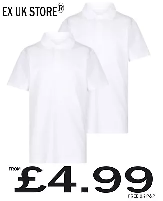 Buy Boys 2 Pack White Polo School T Shirts 3 4 5 6 7 8 9 10 11 12 13 14 15 16 Years • 5.99£