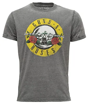 Buy Guns N' Roses T Shirt Official Classic Logo Burnout Grey Tee Rock Band New • 15.95£