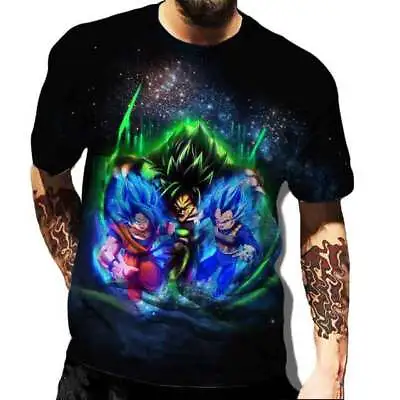 Buy Mens Anime Dragon Ball Z 3D Super Saiyan Goku Vegeta Broly Short Sleeve T-shirt • 9.99£