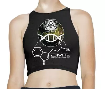 Buy DMT All Seeing Eye Psychedelic Sleeveless High Neck Crop Top • 12.95£