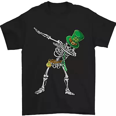 Buy St Patricks Day Dabbing Skeleton Skull Mens T-Shirt 100% Cotton • 8.49£