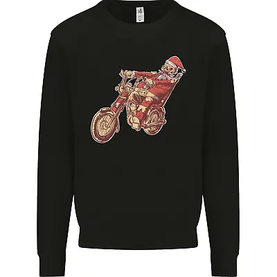 Buy Biker Santa Christmas Motorcycle Chopper Skull Mens Sweatshirt Jumper • 15.99£