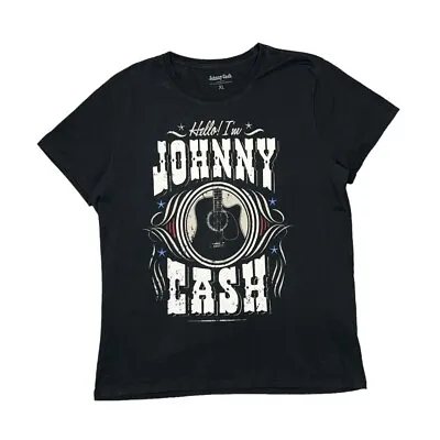 Buy JOHNNY CASH Guitar Spellout Graphic Blues Country Rock Music Band T-Shirt Large • 15£