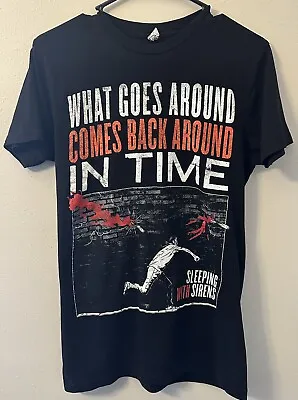 Buy Sleeping With Sirens What Goes Around Band Tee TShirt Women Small Black Preowned • 18.89£