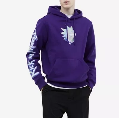 Buy H&M Adult Swim Rick &Morty Men's Hooded Sweatshirt Regular Fit Hoodie Purple NEW • 26.99£