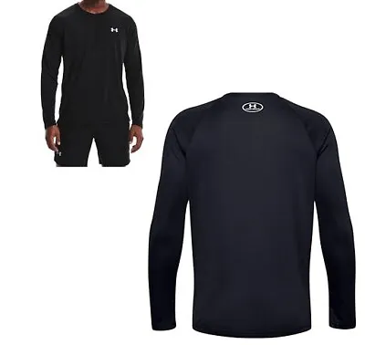 Buy Men's Black Under Armour T-Shirt Long Sleeve Fitness Heatgear Running Breathable • 17.50£