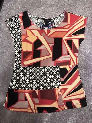 Buy Abstract Design Short Sleeve Top Size Large • 12.95£