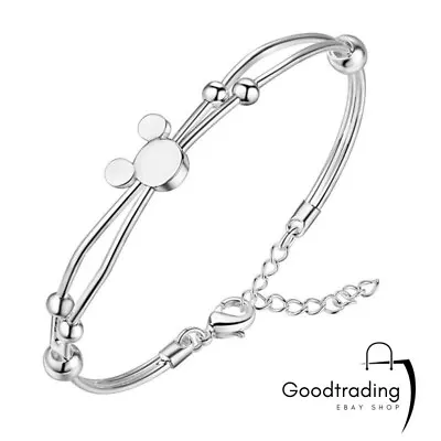 Buy Mickey Minnie Mouse Jewellery Wrist Silver Ball Bead Bangle Bracelet Charms • 4.99£