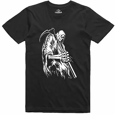 Buy Grim Reaper Halloween Gothic Print Design 100% Cotton T Shirt • 11.99£