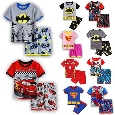 Buy HEROES SUPERHERO Character Pyjamas Kid Boys Outfit Nightwear T-Shirt Shorts Set◮ • 6.89£