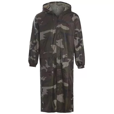 Buy Adults Long Camouflage & Plain Waterproof Rain Coat Cagoule Trench Mac • 13.95£