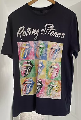 Buy Rolling Stones Pop Art Tshirt Mens Medium Nine Tongues Andy Warhol Black • 9.99£