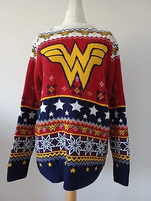 Buy WONDER WOMAN UGLY CHRISTMAS Jumper Pullover Official Adult DC Comics Medium NEW • 59£