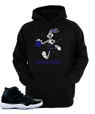 Buy Hoodie To Match Air Jordan Retro11 Space Jam Sneakers Bugs Bunny XI Black Hoodie • 57.81£