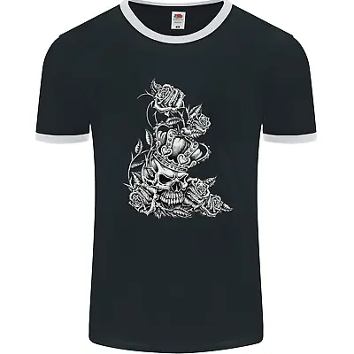 Buy Skull Crown Biker Skull Gothic Heavy Metal Mens Ringer T-Shirt FotL • 11.99£