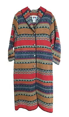 Buy Vtg Wooded River Long Blanket Duster Jacket Coat Womens Size M Western Aztec USA • 170.07£