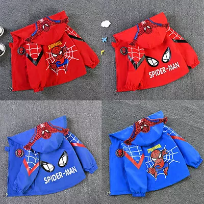 Buy Baby Kids Boys Spring Autumn Spiderman Hoodie Trench Coat Wind Jacket Outerwear • 16.49£