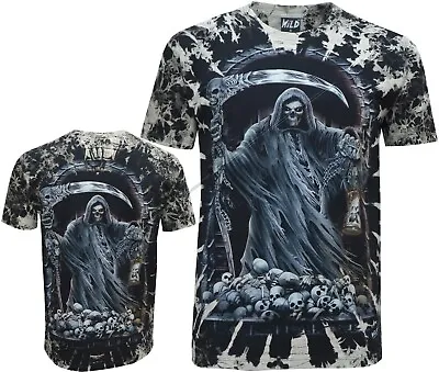 Buy New Grim Reaper Ghost Biker Glow In Dark Skull Axe Tye Dye T - Shirt M - 3XL • 11.99£