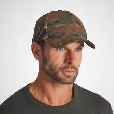 Buy Durable Hunting Cap Hats 500 - Woodland Camo Grey Solognac • 6.99£