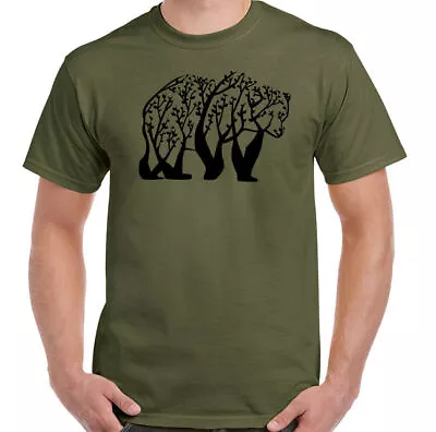 Buy Bear T-Shirt Tree Mens Funny Abstract Art Wild Animal Top Outdoors Trekking Top  • 10.94£