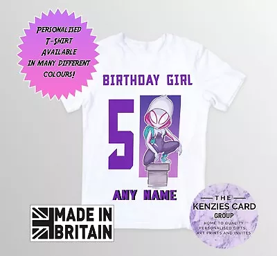 Buy Personalised Spiderman Spidergwen Kids Personalised Birthday T-shirt Any Name V3 • 9.70£