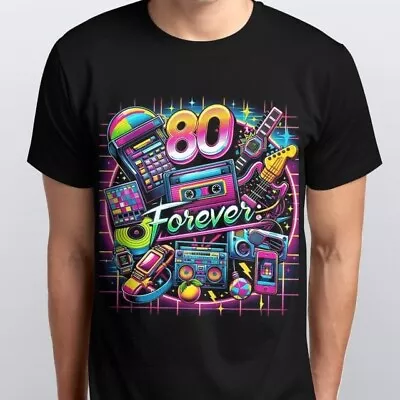 Buy Mens T Shirt 80's C90 Cassette Boombox Multi Colour Retro Music Top • 16.99£