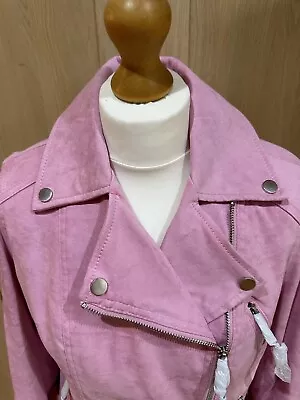 Buy Ruth Langsford Faux Suede Biker Jacket - Candy Pink - Size 12- BNWT • 45£
