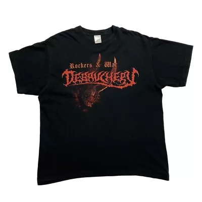 Buy DEBAUCHERY “Rockers & War” Graphic Spellout Heavy Death Metal Band T-Shirt XL • 13.60£