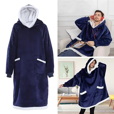 Buy Unisex Extra Long Hoodie Blanket Oversized Soft Sherpa Fleece Giant Sweatshirt • 16.95£