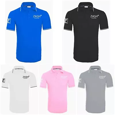 Buy  ZASH  Men's Cotton T Shirt Top Short Sleeve T-Shirt Polo Design  Contrast Color • 9.99£