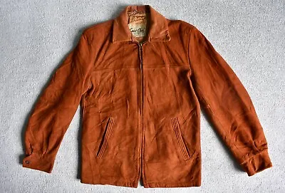 Buy Vtg 1950s SPORT CHIEF Burnt Orange Suede Leather Jacket Coat Conmatic Zip USA 36 • 90£