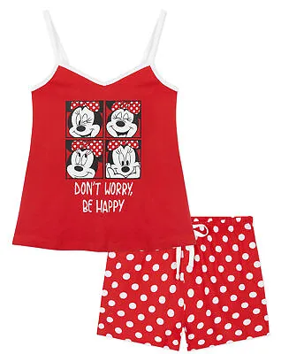 Buy Disney Minnie Mouse Ladies Pyjamas Set, Cotton Cami Top & Sleep Shorts Women PJs • 13.49£
