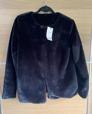 Buy Next Size 8 Black Faux Fur Jacket Soft  Winter Christmas Bnwt £58 • 28.99£