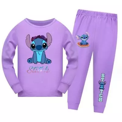 Buy Child Lilo And Stitch Long Sleeve T-Shirt Pants Set Pajamas Home Nightwear • 15.99£