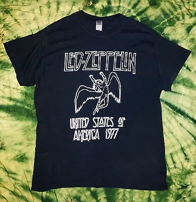 Buy Official Led Zeppelin USA '77 Mens Black T Shirt UK Large L Classic Tee • 11.99£