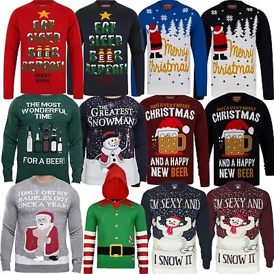 Buy Mens Christmas Novelty Jumper Crew Neck Knitted Funny Santa Elf Xmas Sweater Top • 19.99£