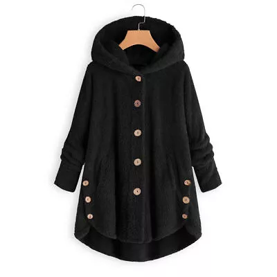 Buy Womens Hooded Fluffy Fur Teddy Bear Coat Fleece Jacket Outwear Hoodies Jumper UK • 16.32£