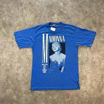 Buy Vintage Madonna Tshirt Mens XS Blue 1987 Tour Tee Who’s That Girl 80s Graphic • 69.99£