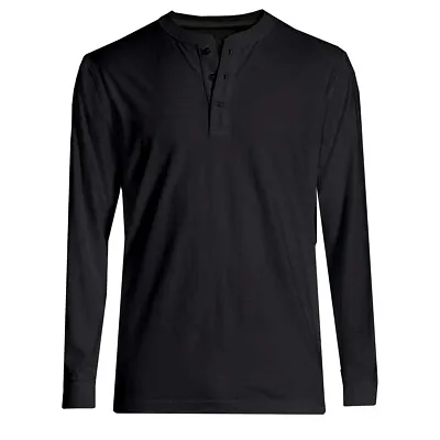 Buy Mens Long Sleeve T-shirt Grandad Buttons Neck Plain Cuff Casual Hanley Top M-3XL • 6.98£