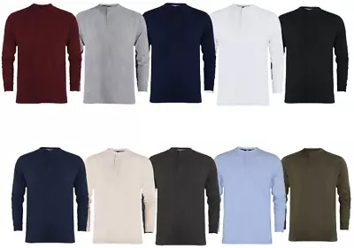 Buy Men's Henley Long - Sleeve Single Jersey T-Shirt With Granddad Collar XXL (2334) • 10.99£