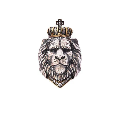 Buy Lion Ring King Crown Medieval Knight Cosplay King Arthur Jewelry Hip Hop Rock • 5.99£