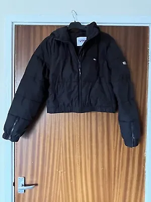 Buy Tommy Jeans Womens Crop Hooded Puffer Jacket Black Medium • 39.99£