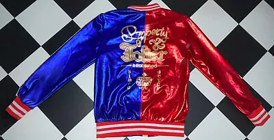 Buy Girls Age 6-7 Years Harley Quinn Jacket Red, Blue And Gold Metallic Unbranded • 7.50£