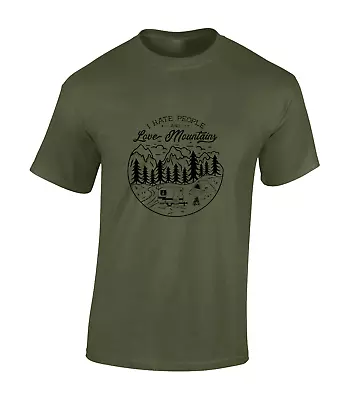 Buy I Hate People And Love Mountains Mens T Shirt Outdoors Hiking Walking Design Top • 7.99£