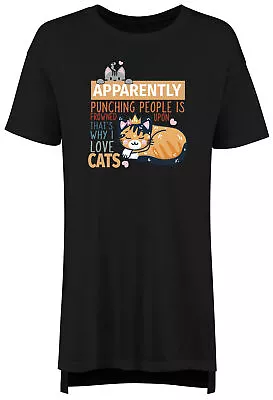 Buy Love Cats Nightie Women Punching People Is Frowned Upon Funny Ladies Night Shirt • 13.99£
