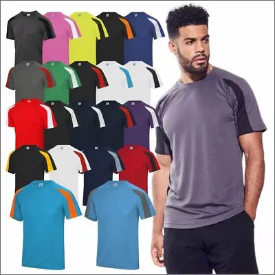 Buy AWDis Men's Contrast Cool T-Shirt Polyester Sports Gym Football Running Active T • 8.07£